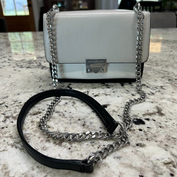 Rebecca Minkoff‎ Christy SM Handbag Black White Grey Leather Crossbody Women's - Picture 6 of 15